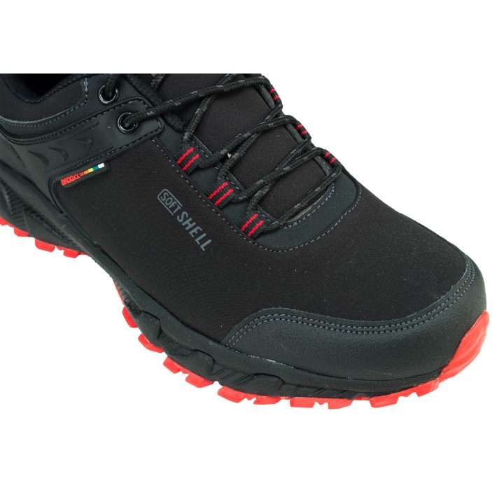 CZARNO - CZERWONE BUTY TREKKINGOWE