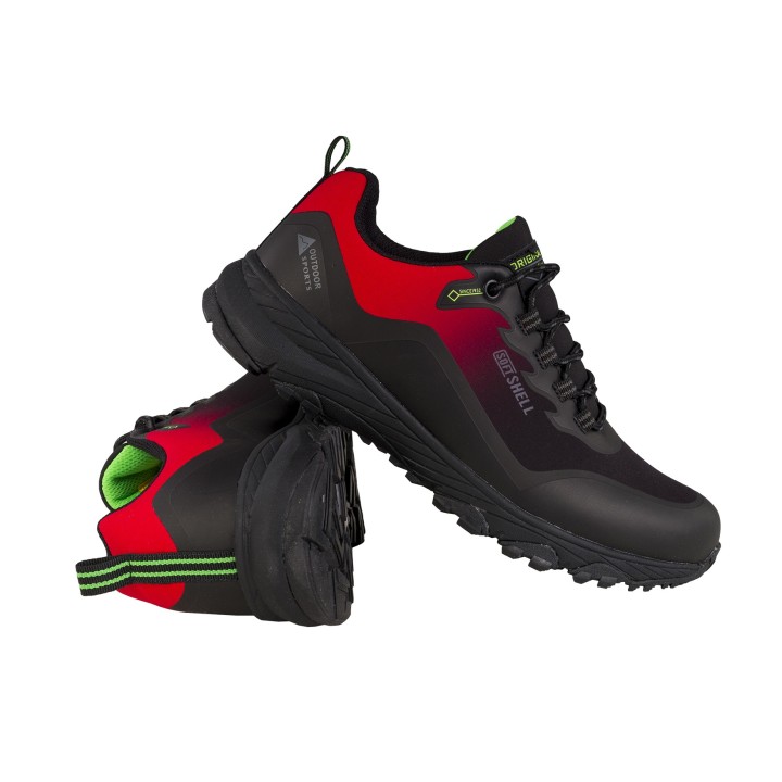 CZARNO - CZERWONE BUTY TREKKINGOWE